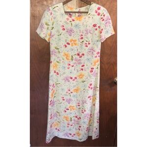 Talbots Vintage Butter Yellow Silk Floral Maxi Dress Modest Cottagecore Prairie